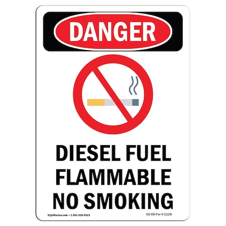 Signmission Safety Sign, OSHA Danger, 14" Height, Aluminum, Diesel Fuel Flammable, Portrait OS-DS-A-1014-V-1128